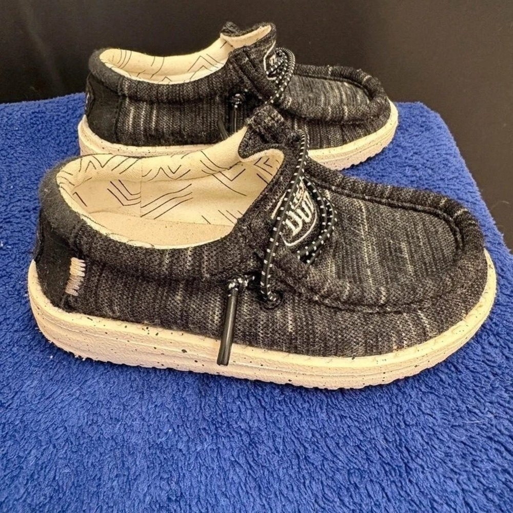 Heydude Wally Stretch Toddler Shoes Size 7 Black Lightweight Slip-On*